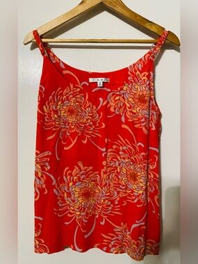 CAbi Red Floral Tank top with Chrysanthemum Print